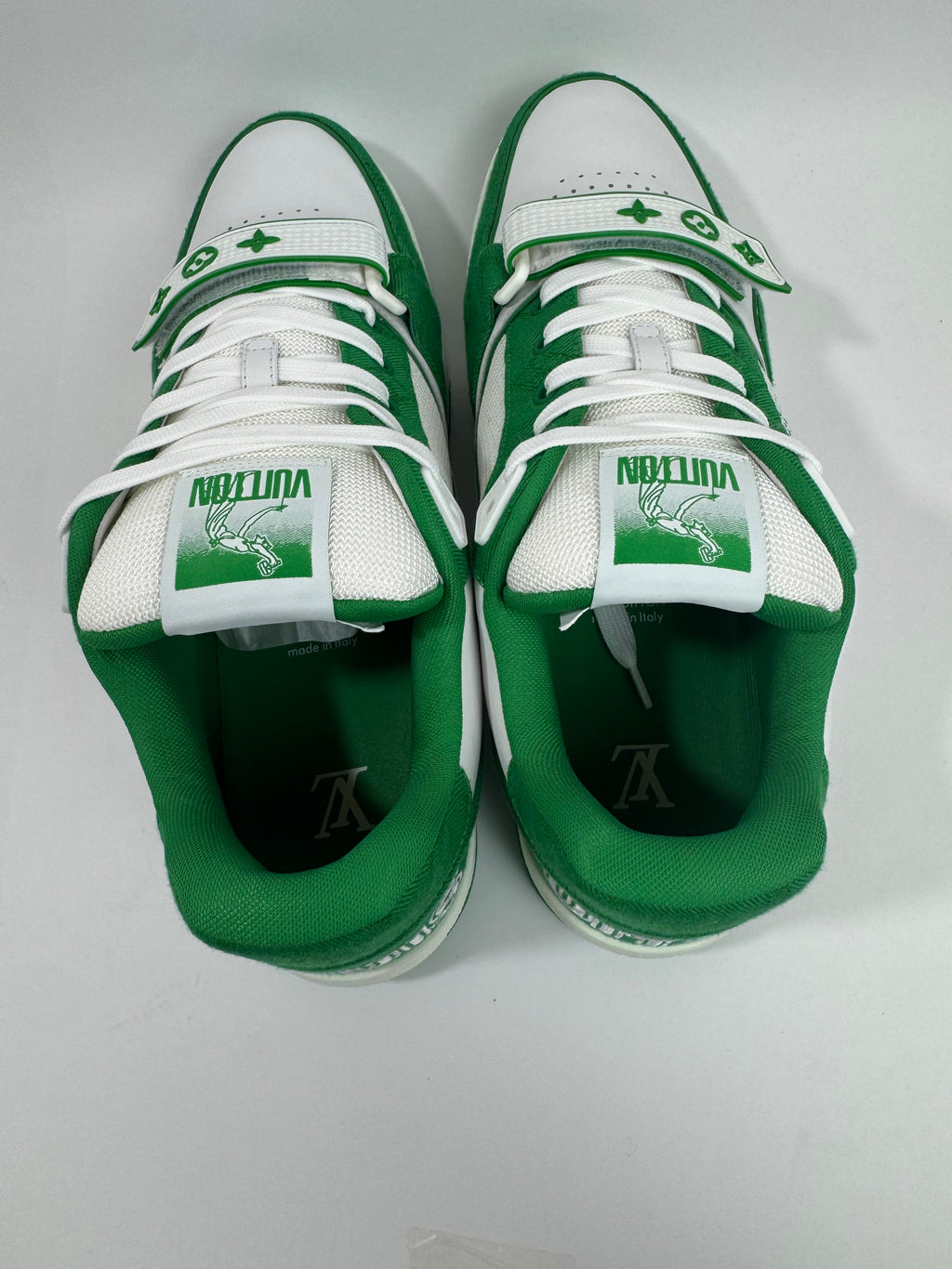 Louis vuitton trainer denim green strap n45