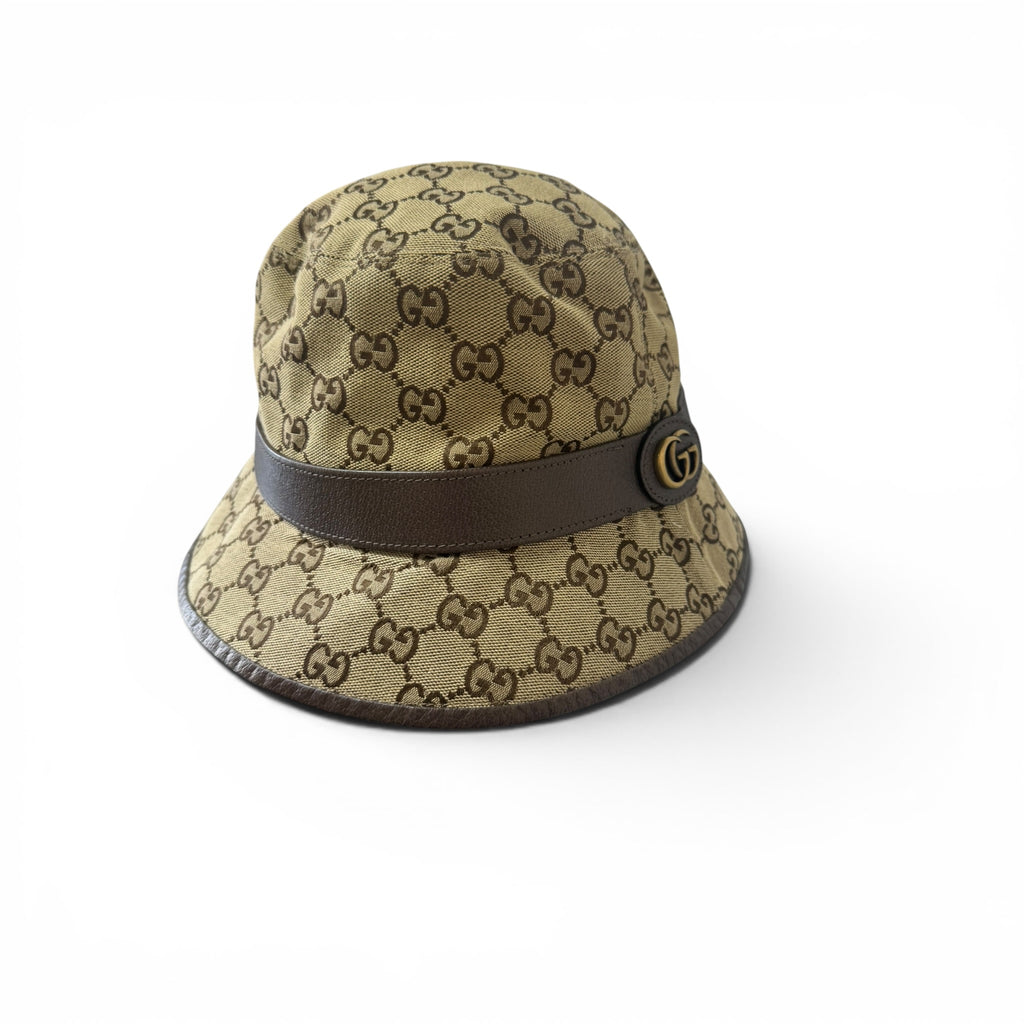 Gucci Cappello bucket in monogramma marrone