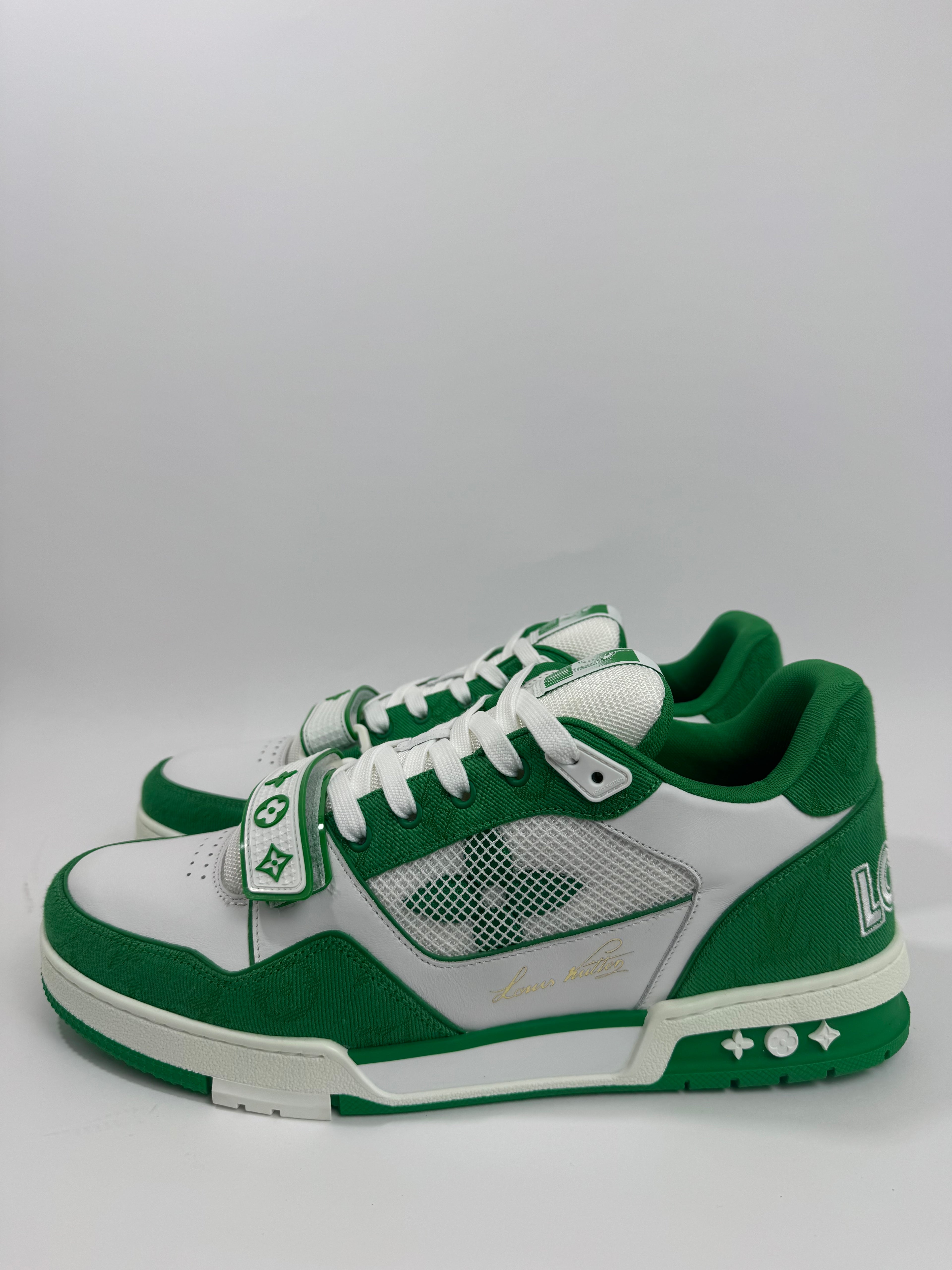 Louis vuitton trainer denim green strap n45